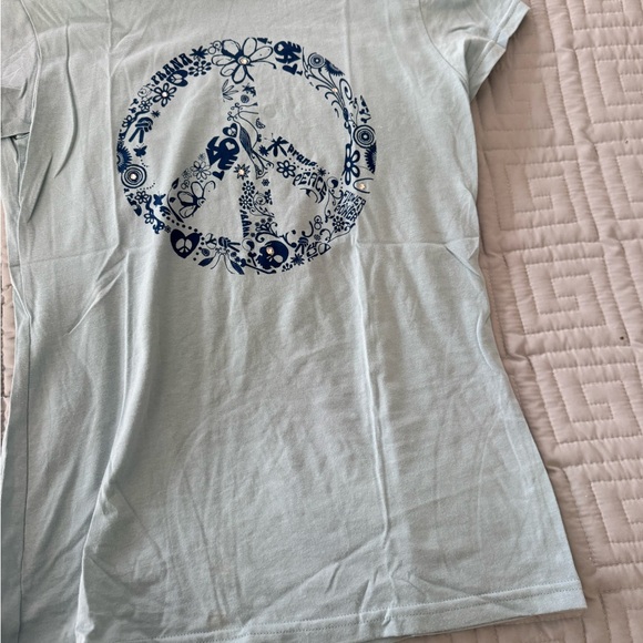 Prana Sky Blue Floral Peace Short Sleeve Tee - Picture 5 of 6